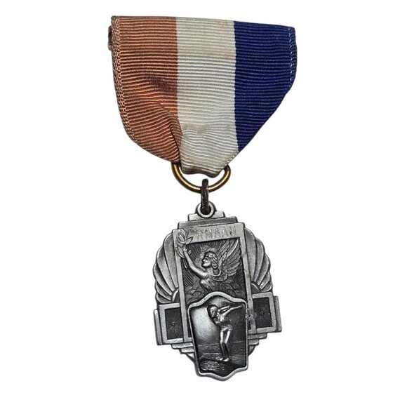 1955 Novice 2nd Place Medal Ribbon 100 Meter Freestyle Swimming Award Vintage - Picture 9 of 16